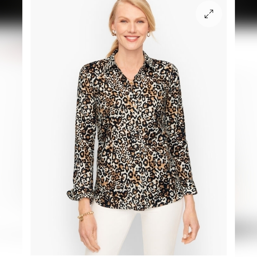 Talbots Animal Print Button Down Shirt Size 1X
